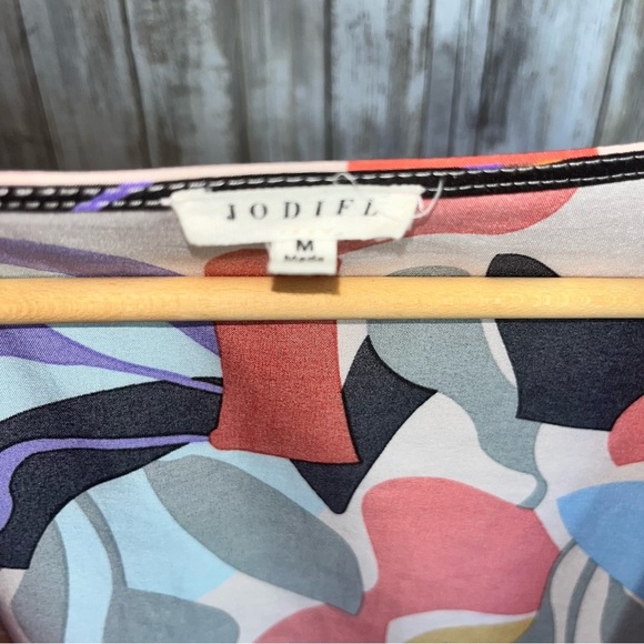 JODIFL Colorful Abstract Mod Open Front Kimono Cover Up Layer Artsy Boho - Picture 5 of 5